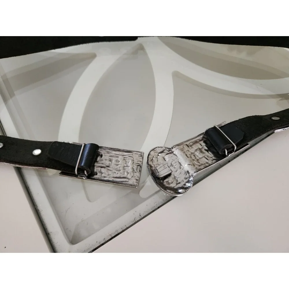 Women's buckle‎ Belt black Leather cowboy WESTERN Solid Brass Buckle Size XS/S